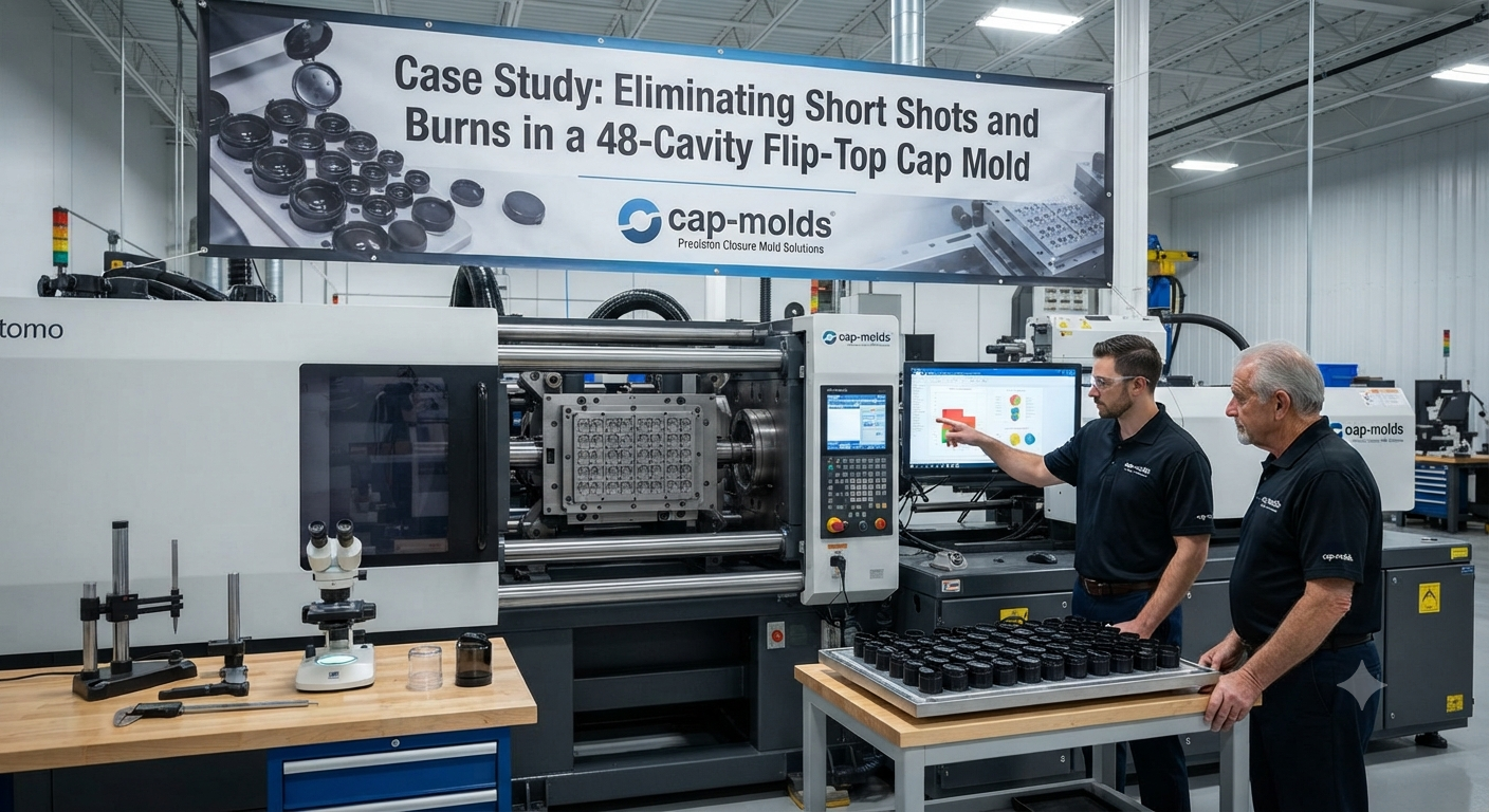 Case Study: Eliminating Short Shots and Burns in a 48-Cavity Flip-Top Cap Mold