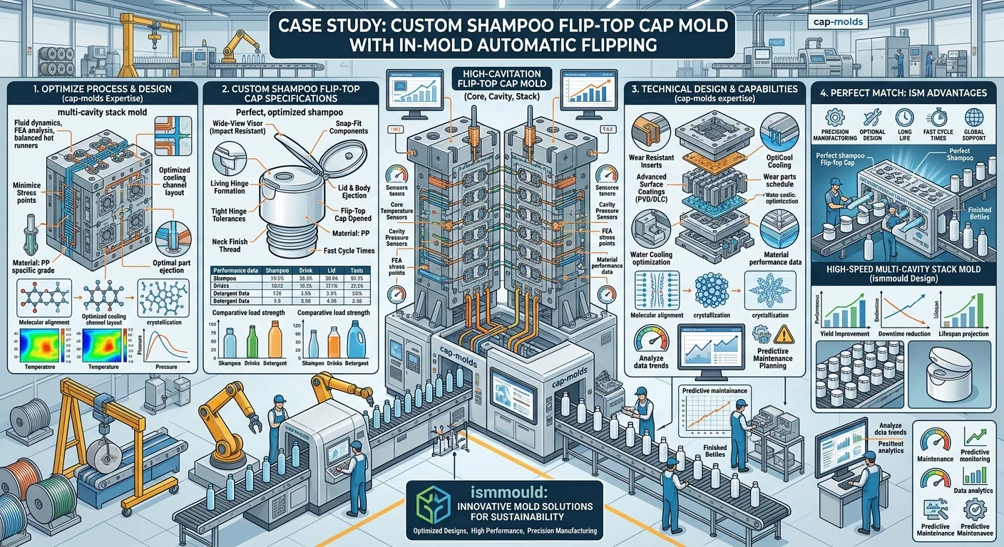 Case Study: Custom Shampoo Flip-Top Cap Mold with In-Mold Automatic Flipping