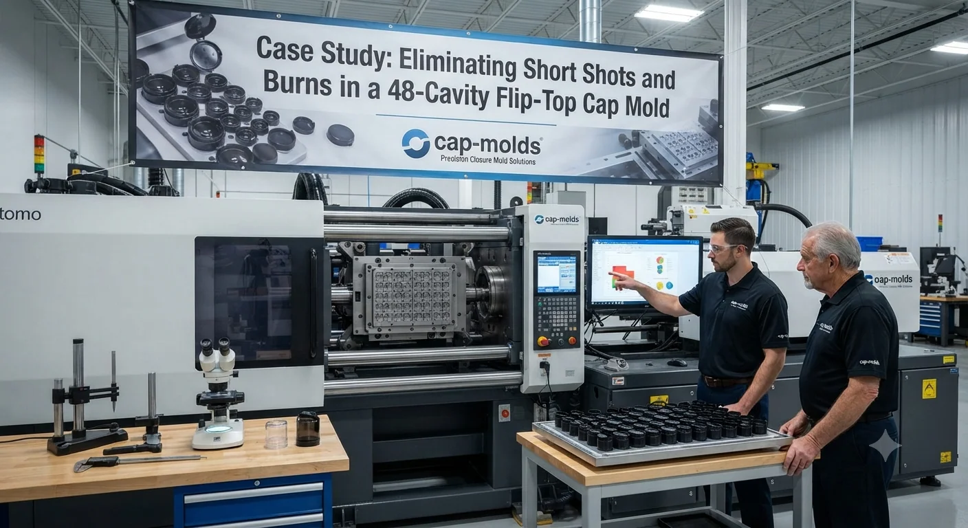 Case Study: Eliminating Short Shots and Burns in a 48-Cavity Flip-Top Cap Mold